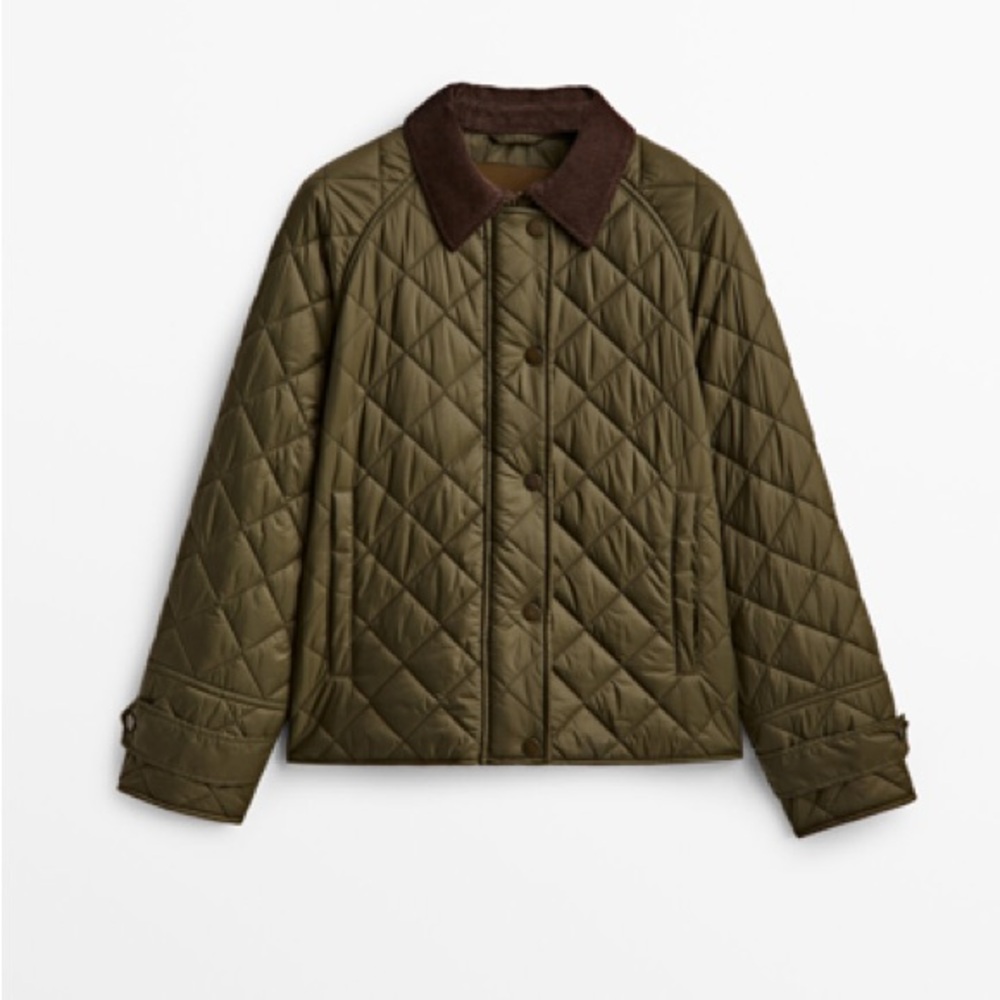 QUILTED JACKET WITH CORDUROY COLLAR